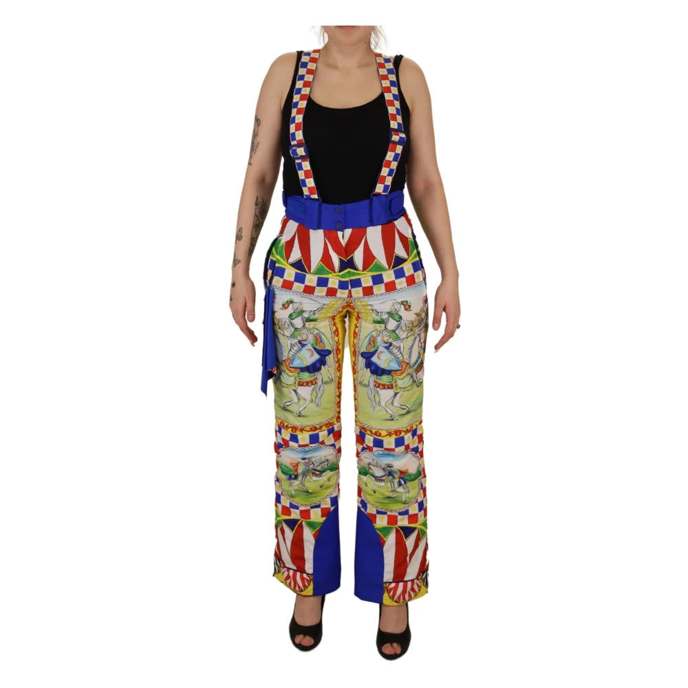 Dolce & Gabbana , Jumpsuits, Female, Multicolor, S, Vibrant High Waist Snow Trousers