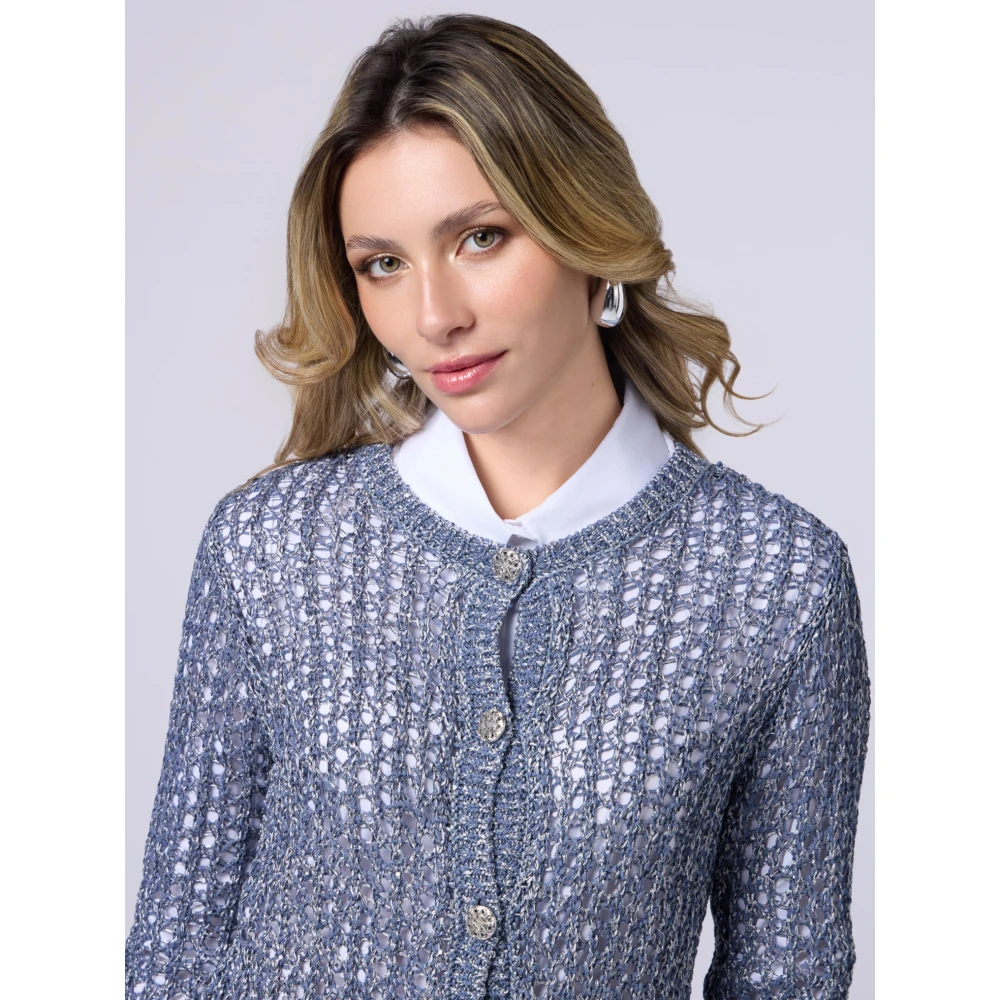 Oltre Doorgestikte Vest Blue Dames