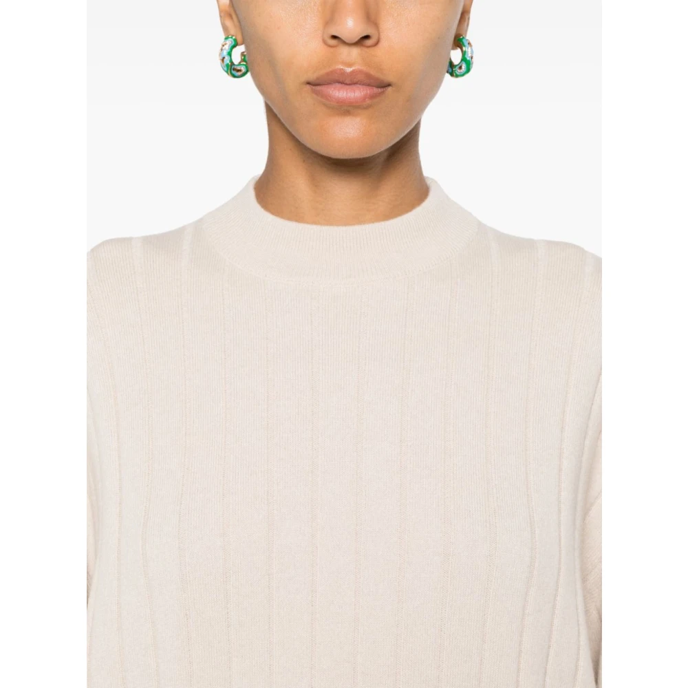 BRUNELLO CUCINELLI Gebreide Crew Neck Trui White Dames