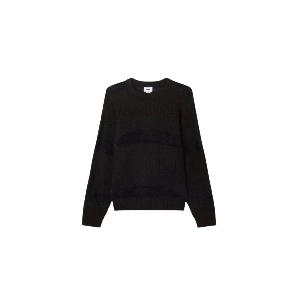 Obey Gestreepte Crewneck Sweater Regular Fit Zwart Black Dames