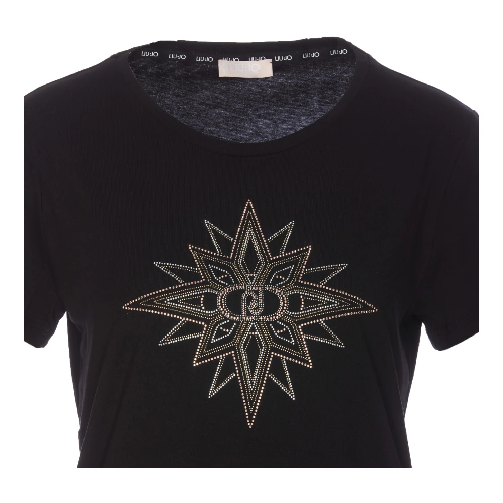 Liu Jo Zwart T-shirt met Strass-details Black Dames
