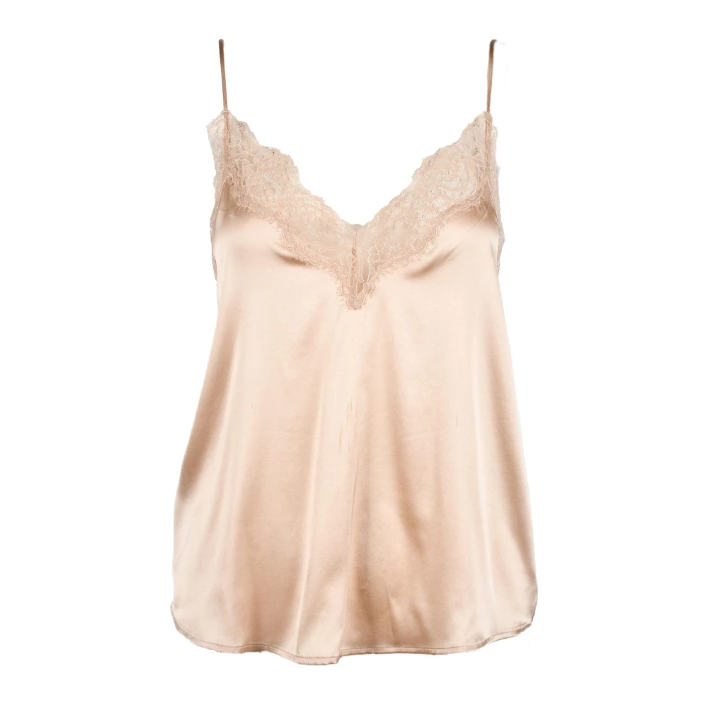 Pinko Zijden Mouwloze Top Beige Dames