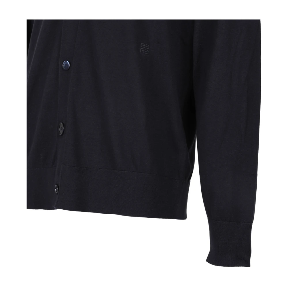 Givenchy Blauwe Sweater Cardigan Katoen Zijde V-Hals Blue Heren