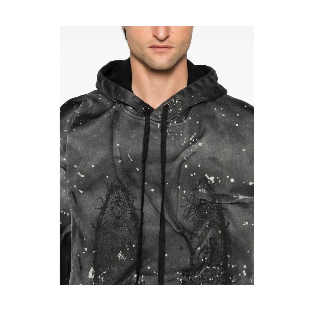 Who Decides War Spetterdetail Grafische Print Hoodie Gray Heren