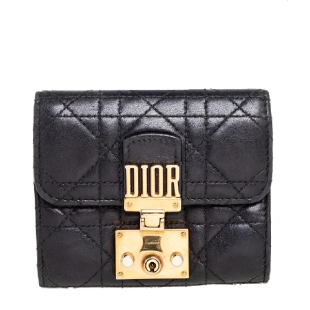 Dior Vintage Pre-owned Leather wallets Black Dames