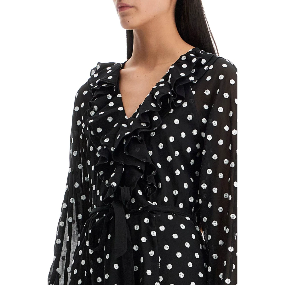 Rotate Birger Christensen Polka Dot Chiffon Mini Jurk Black Dames