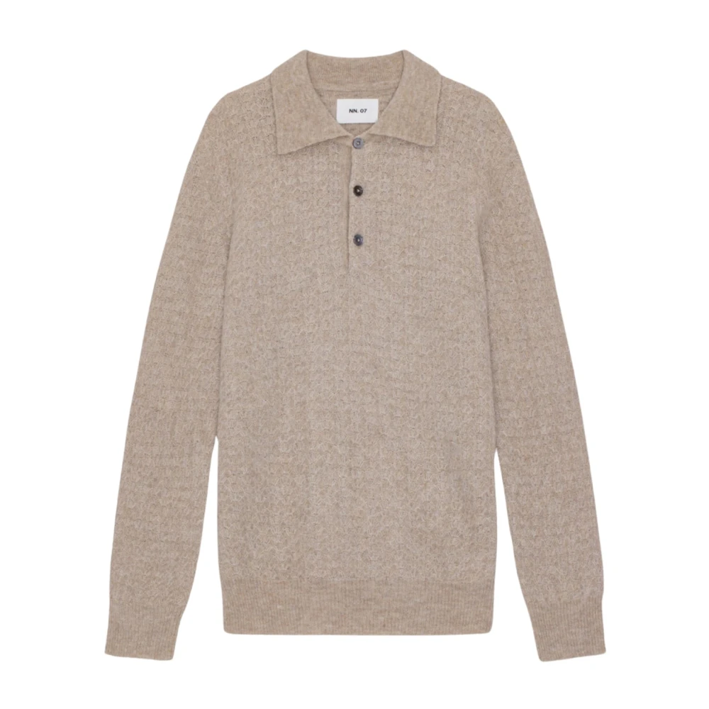 Nn07 Alpaca Blend Polo Gebreide Trui Beige Heren