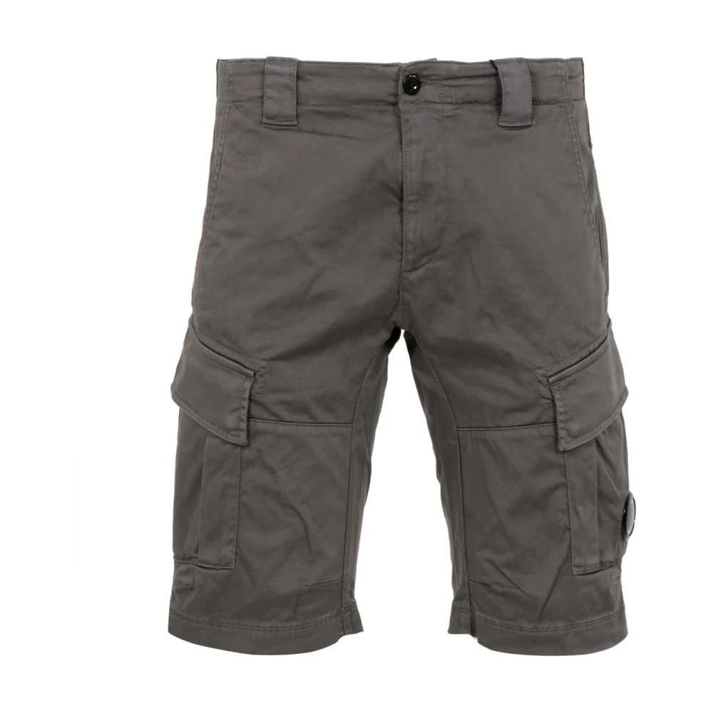 C.p. Company Men's Gray Casual Shorts, M, Cargo Stretch Shorts With Iconic Lens