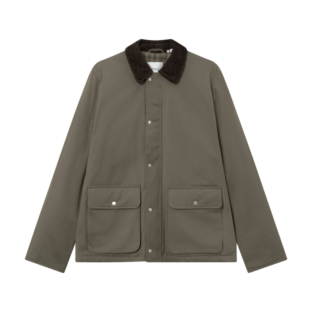 Les Deux Field Jacket met Ribfluwelen Kraag Green Heren