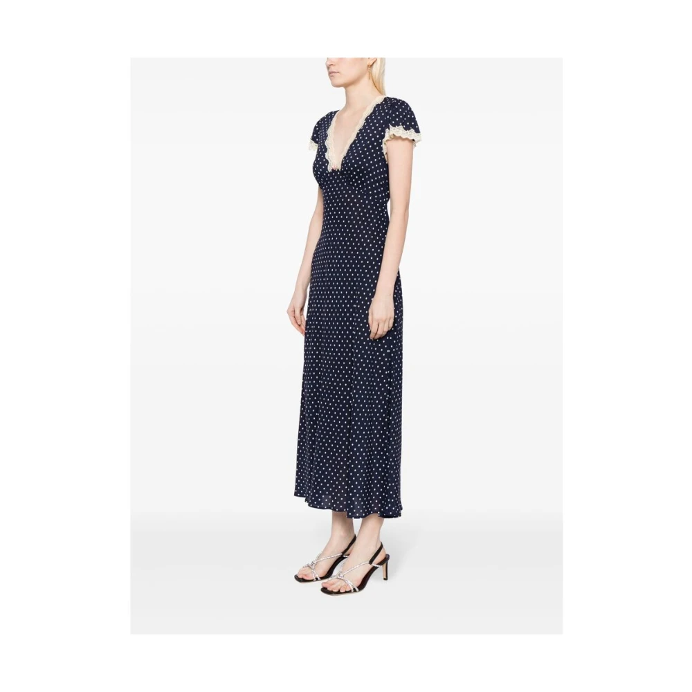 Rixo Blauwe polka dot kanten jurk Blue Dames