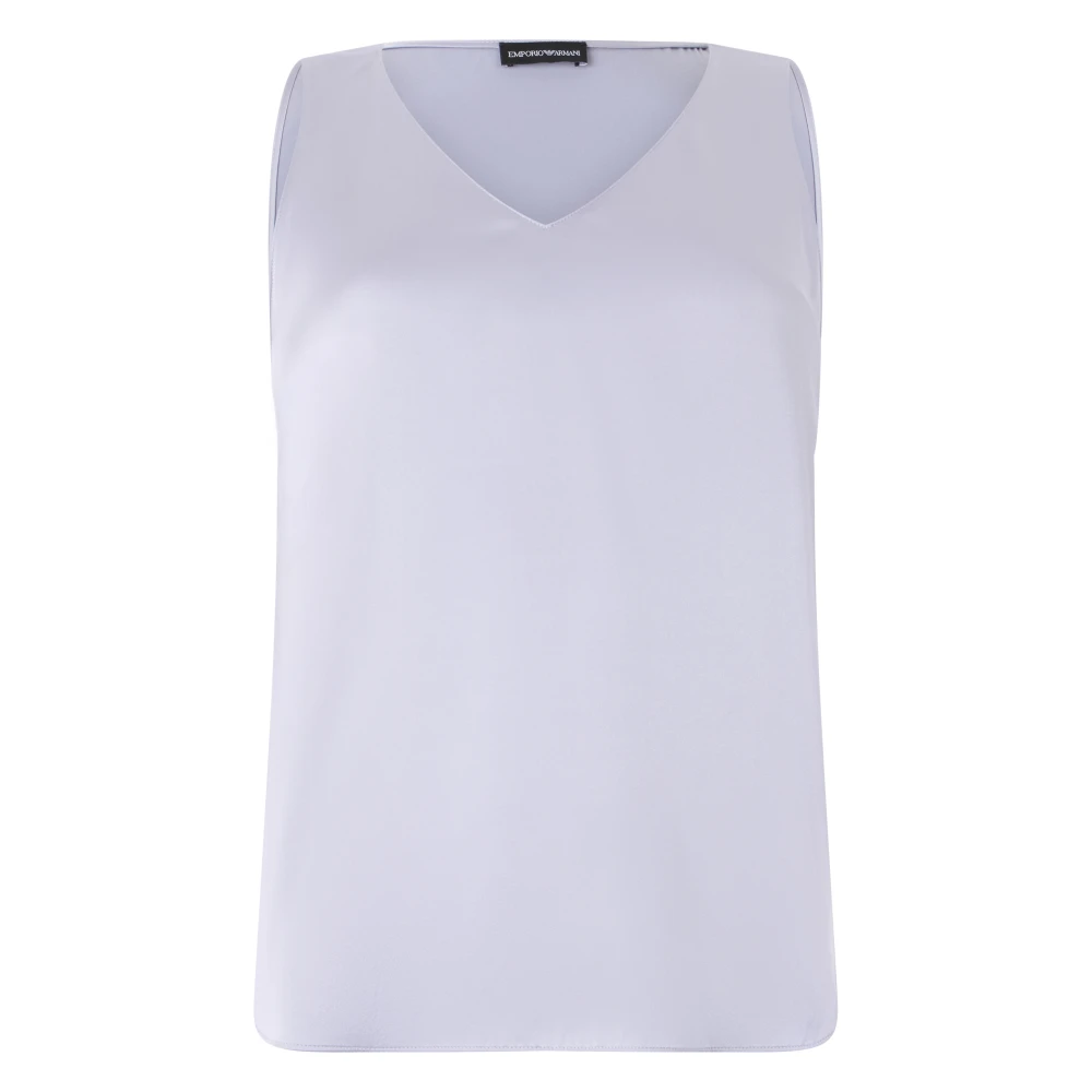 Emporio Armani Vrouw Purper Overhemden Dames, Paars, S, Satijn, Silk Satin V-Neck Top