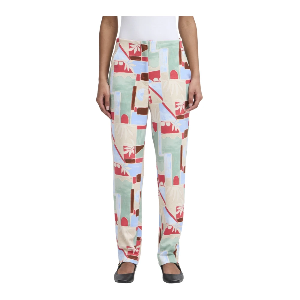 Ichi Hoge taille bedrukte broek Multicolor Dames