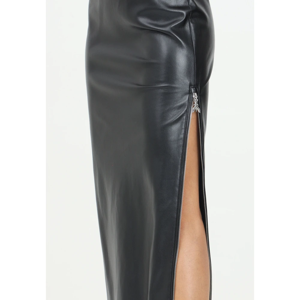 PATRIZIA PEPE Zwarte Asymmetrische Midi Jurk met Stud Detail Black Dames