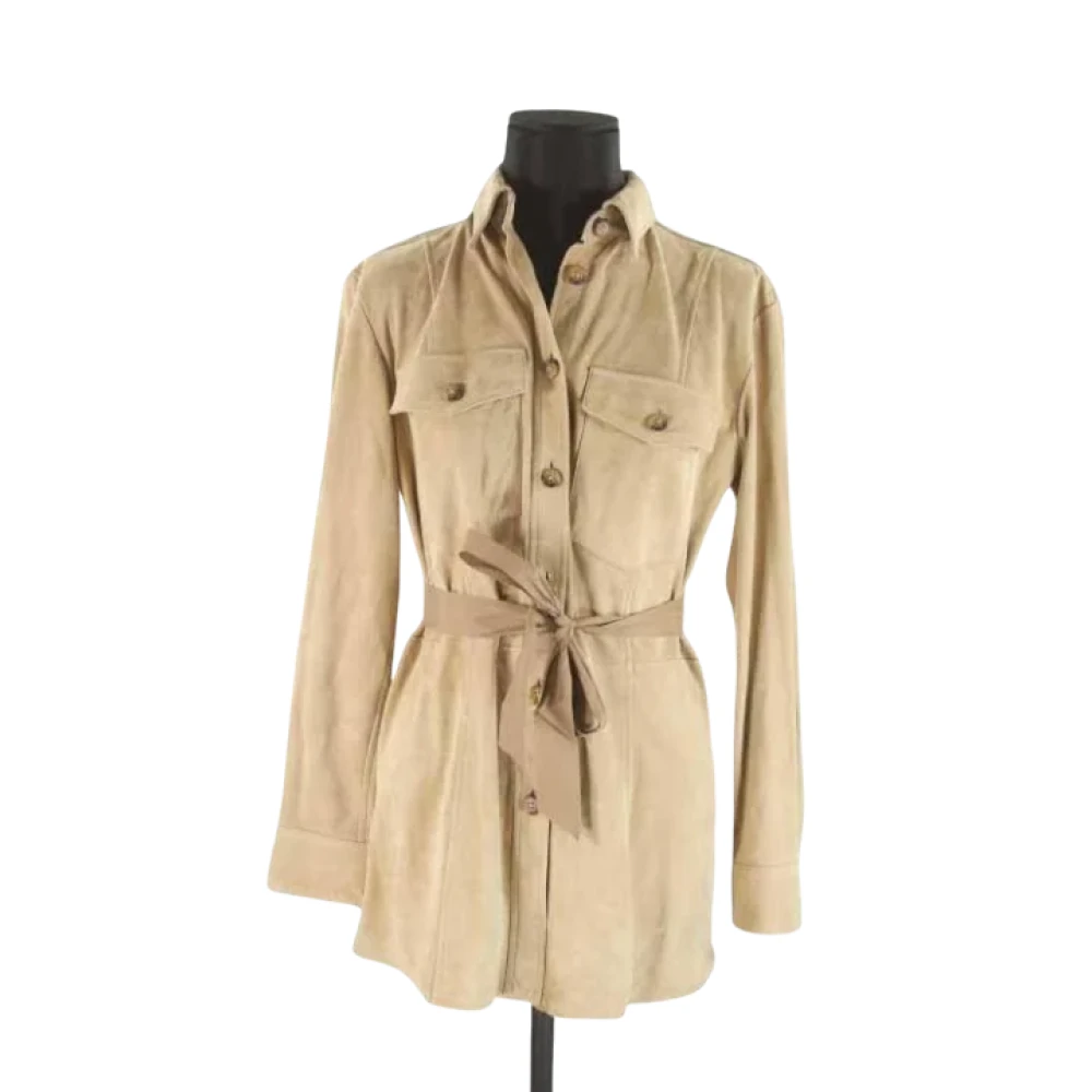 Ralph Lauren Pre-owned Leather outerwear Beige Dames