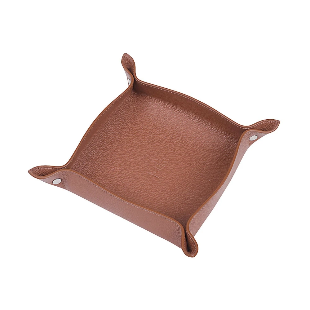 Eleventy Fluwelen leren dienblad Brown Unisex