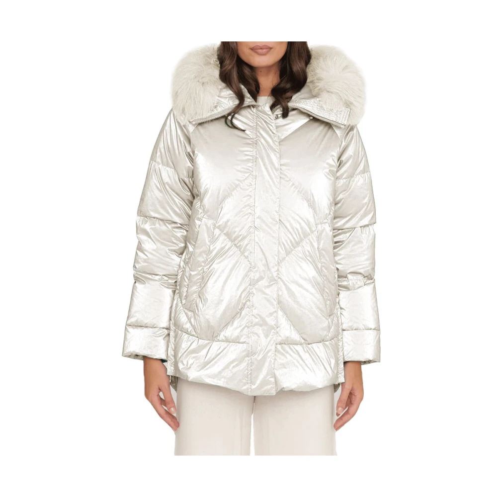 People of Shibuya Ultralight Gewatteerde Jas met Pearl Finish White Dames