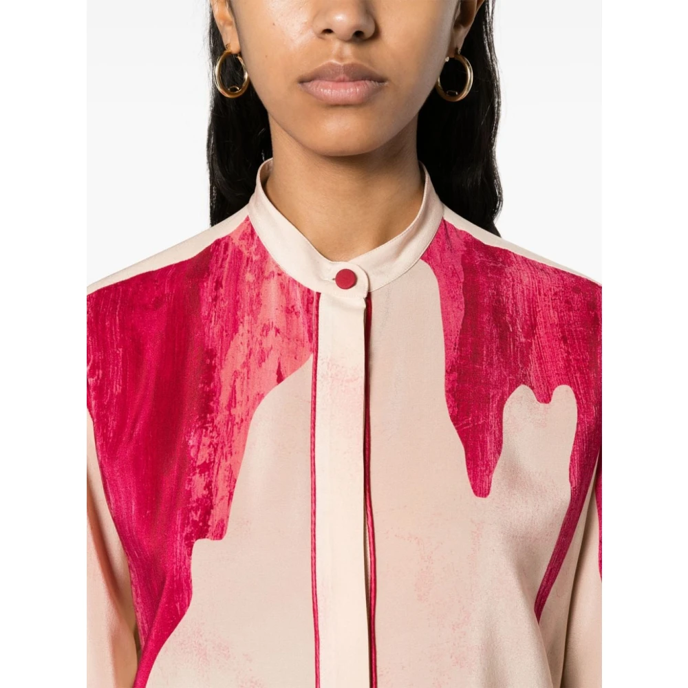 F.r.s For Restless Sleepers Zijden Shirt met Palmboomprint Pink Dames
