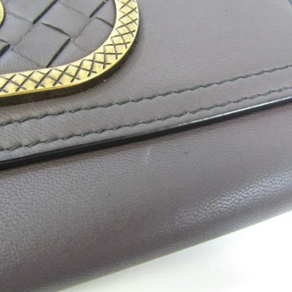 Bottega Veneta Vintage Tweedehands Bruin Leren Bottega Veneta Portemonnee Brown Dames