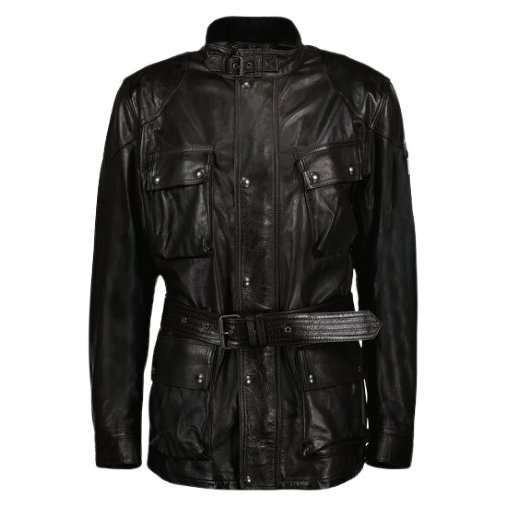 Belstaff Men's Black Leather Jackets, 2XL, Trailmaster Jacket
