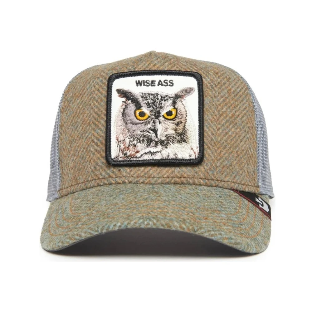 Goorin Bros Groen Geruite Moon Owl Trucker Cap Green