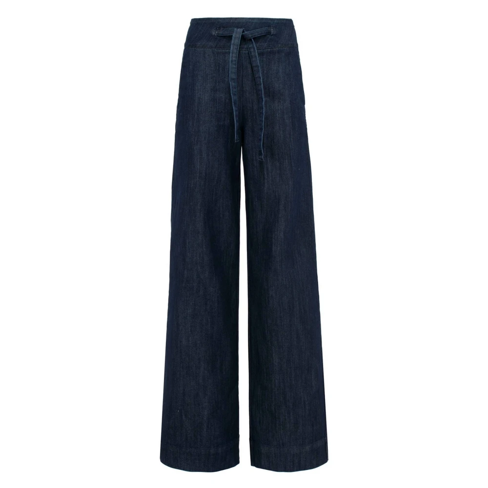 MVP wardrobe Hoge Taille Palazzo Denim Broek Blue Dames