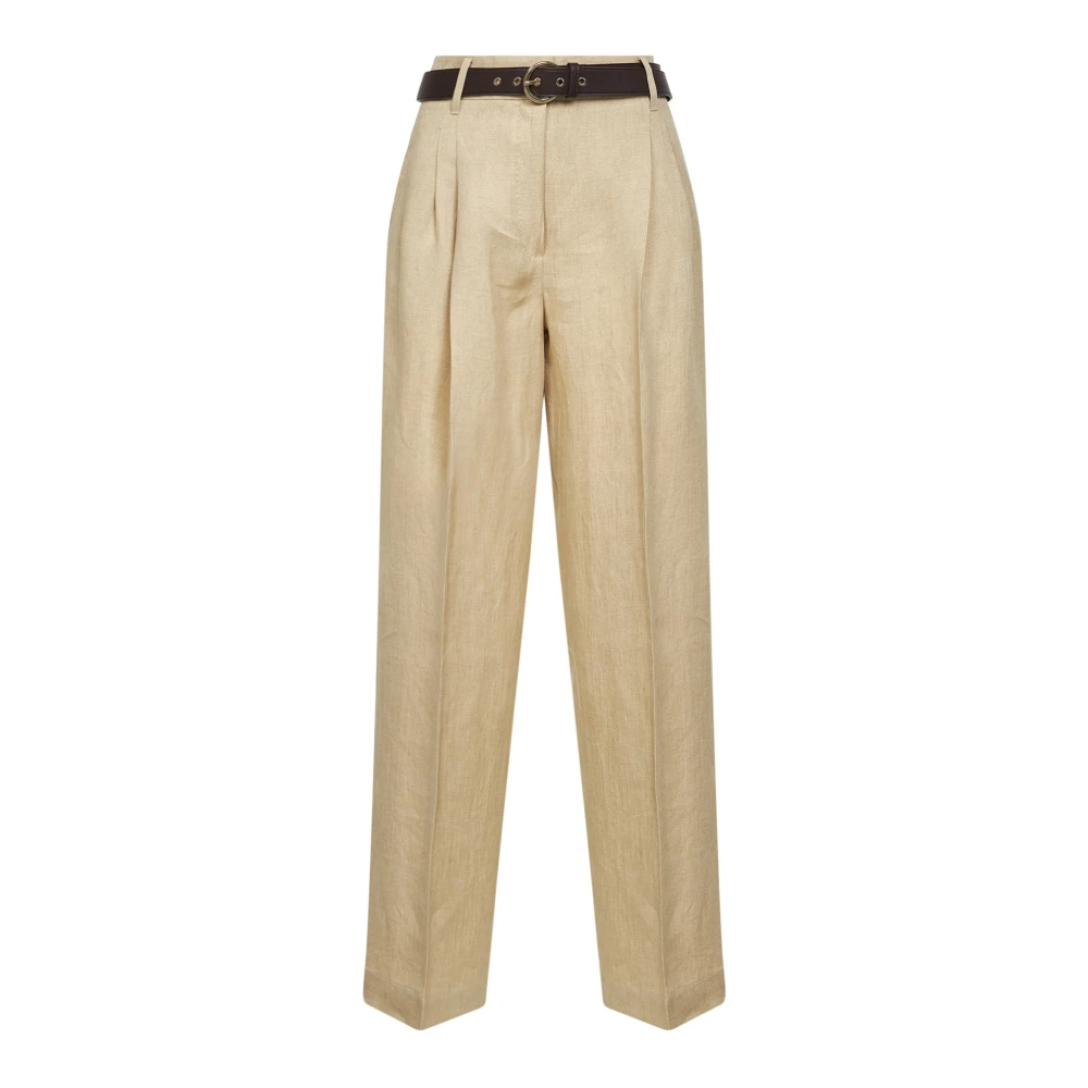 Max Mara Studio Women's Beige Wide Trousers - Wide Trousers - M - Trousers