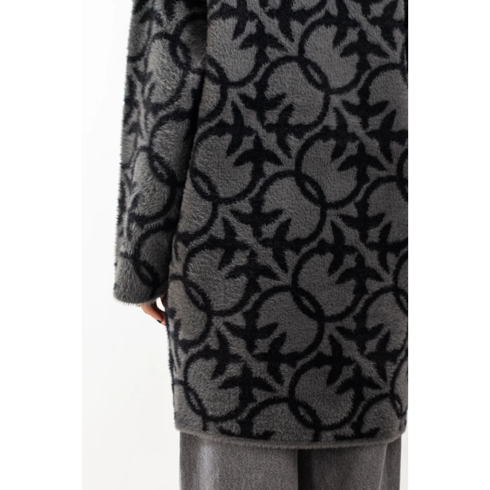 pinko Monogram Faux Fur Coat Gray Dames