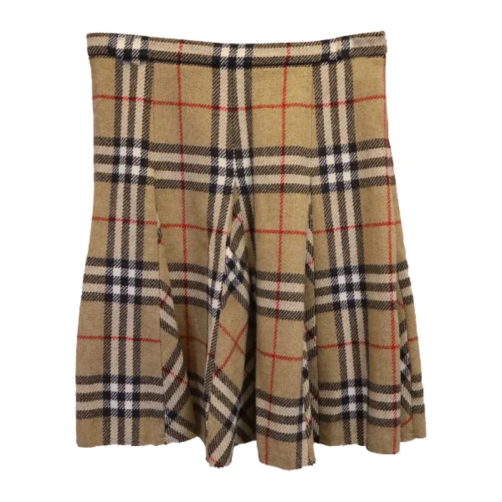 Burberry Vintage Pre-owned Wool bottoms Beige Dames
