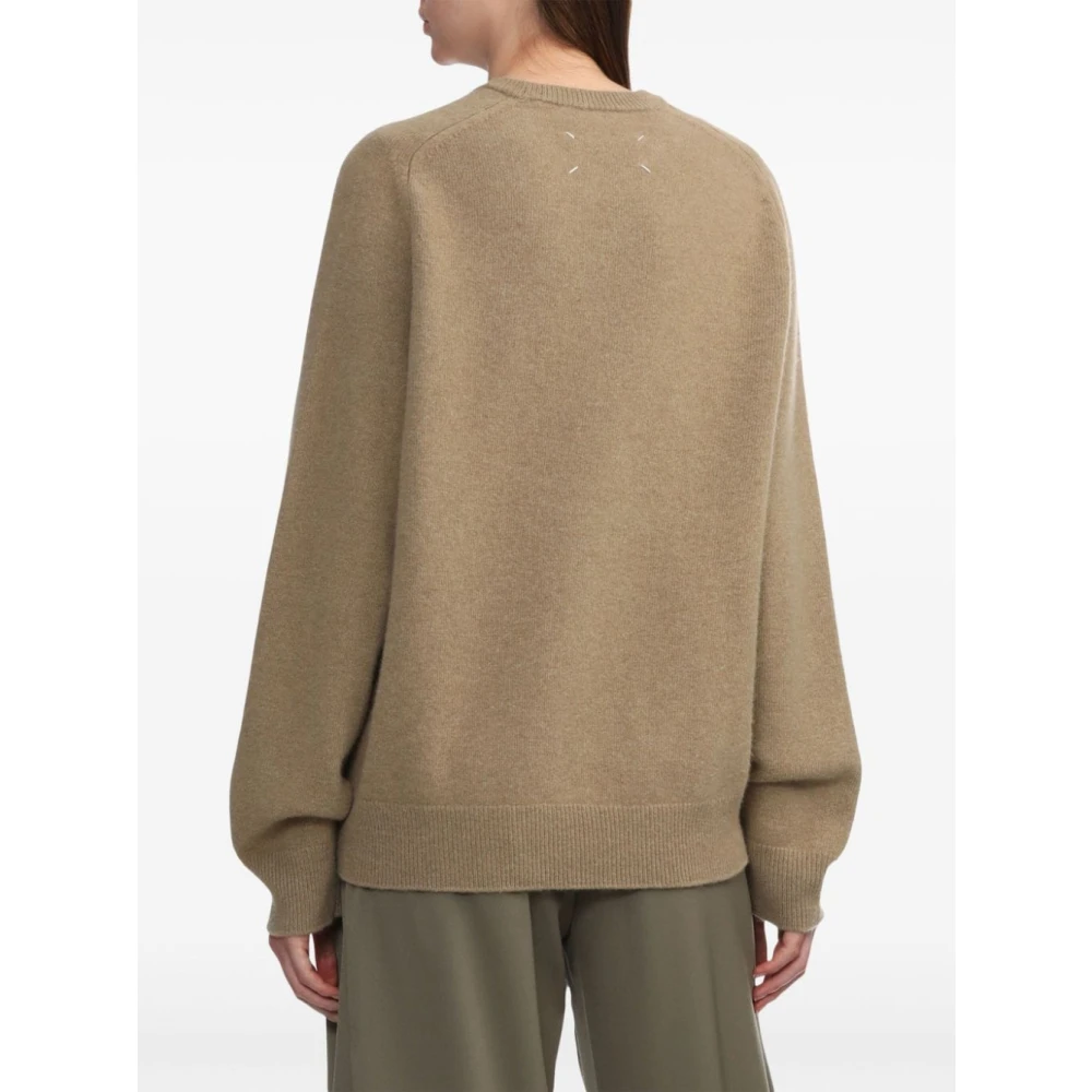 Maison Margiela Bruine Gebreide Trui Ronde Hals Brown Dames