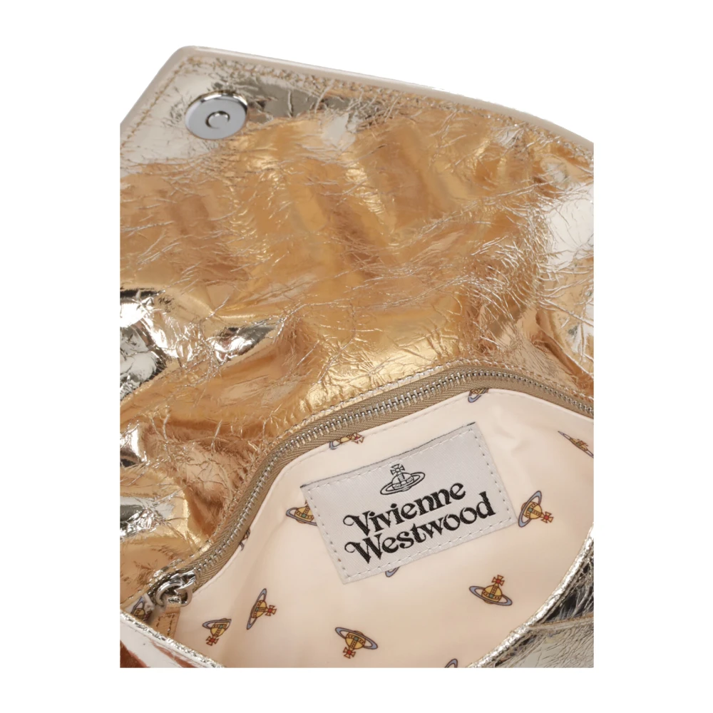 Vivienne Westwood Gouden leren clutch met Orb-logo Yellow Dames