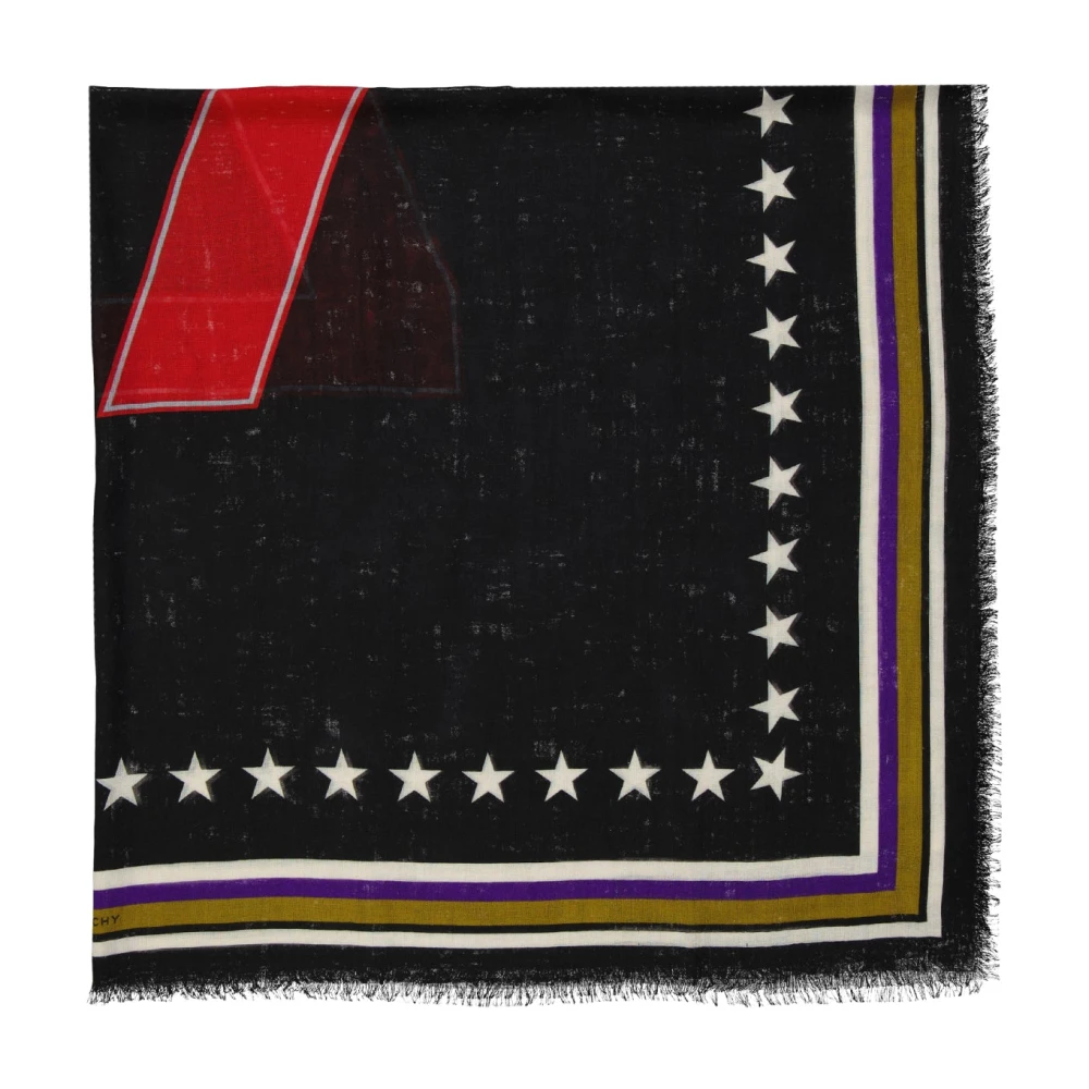 Givenchy Zwart sterrenprint kasjmier zijden sjaal Black Dames
