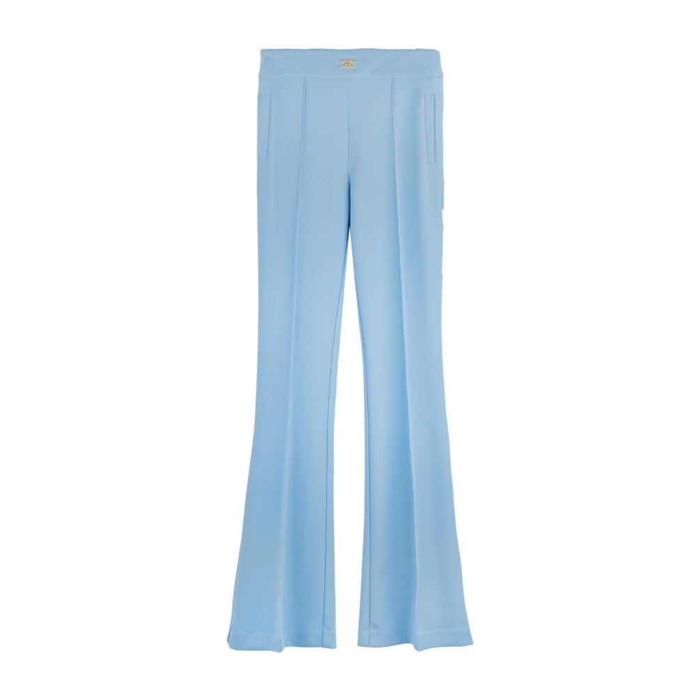 Elisabetta Franchi Gouden Logo Ritsbroek Blue Dames