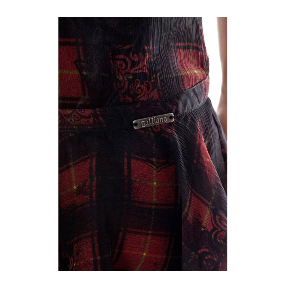 John Galliano Zwarte Zijden Rok met Logo Detail Multicolor Dames