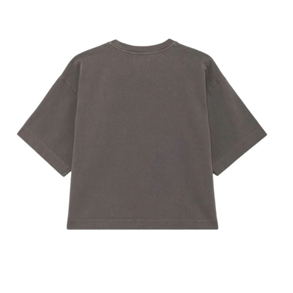 Autry Zwaar Katoenen T-Shirt met Geborduurd Logo Gray Dames