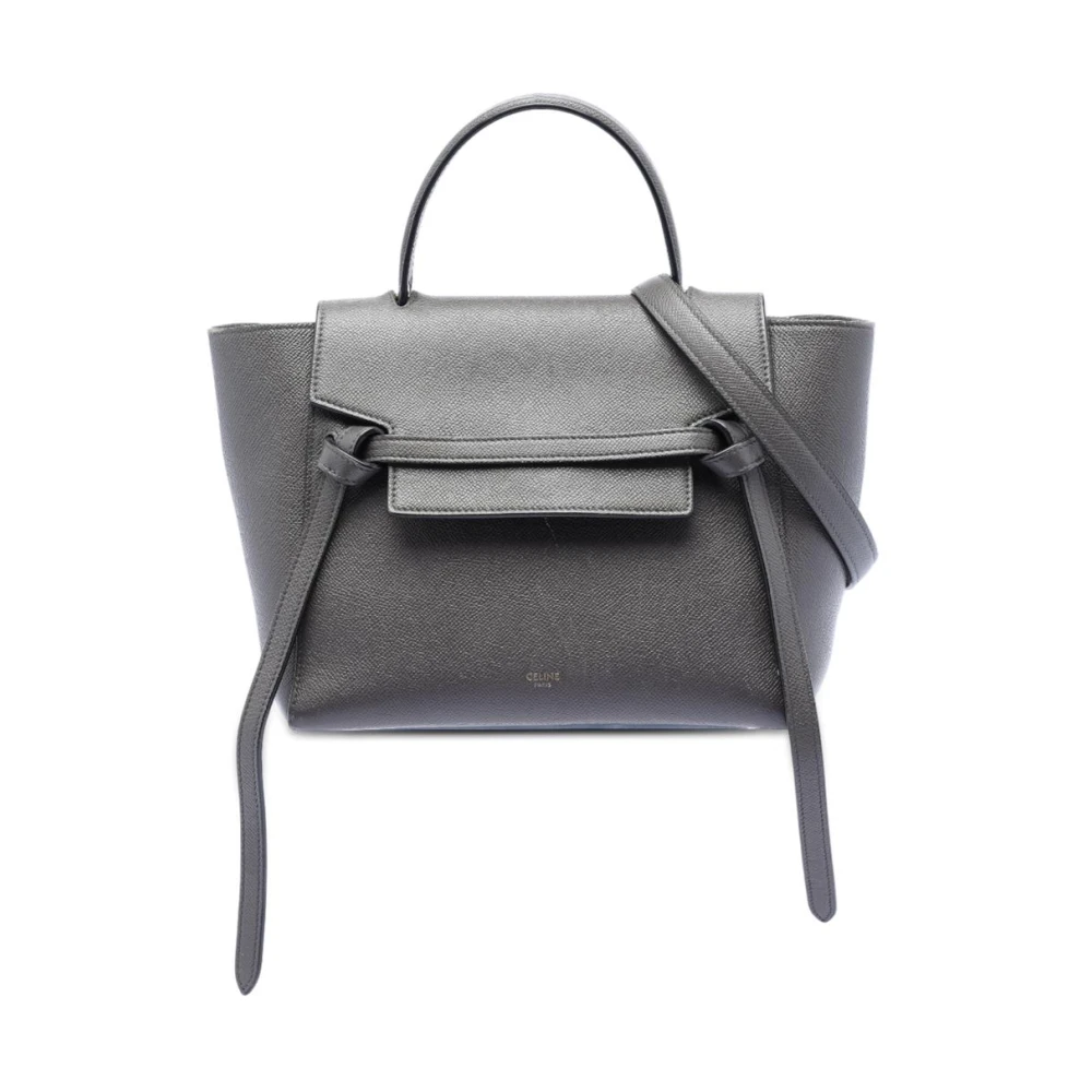 Celine Vintage Women's Gray Pre-Owned Leather Top Handle Bag