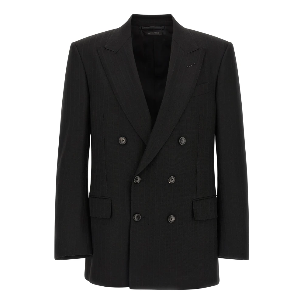 Tom Ford Men's Black Micro Check Wool Blazer - Blazers - L - Jackets