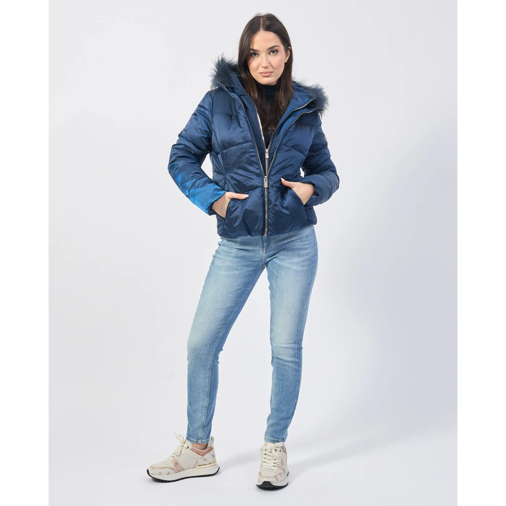 YES ZEE Blauwe gewatteerde jas met afneembaar vest Blue Dames