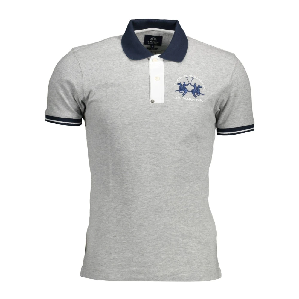 La Martina Men's Gray Short Sleeve Polo Shirt Grey 2XL