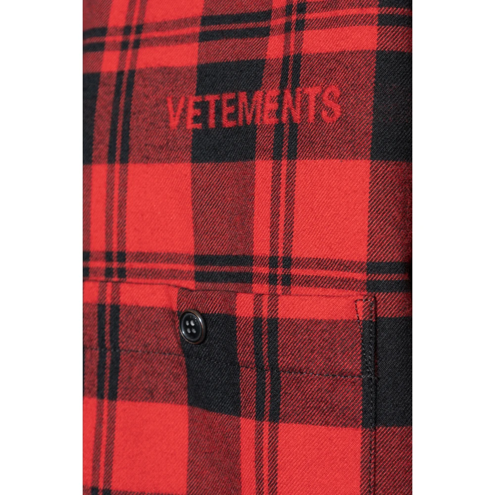Vetements Gewatteerd shirt met ruitpatroon Red Heren