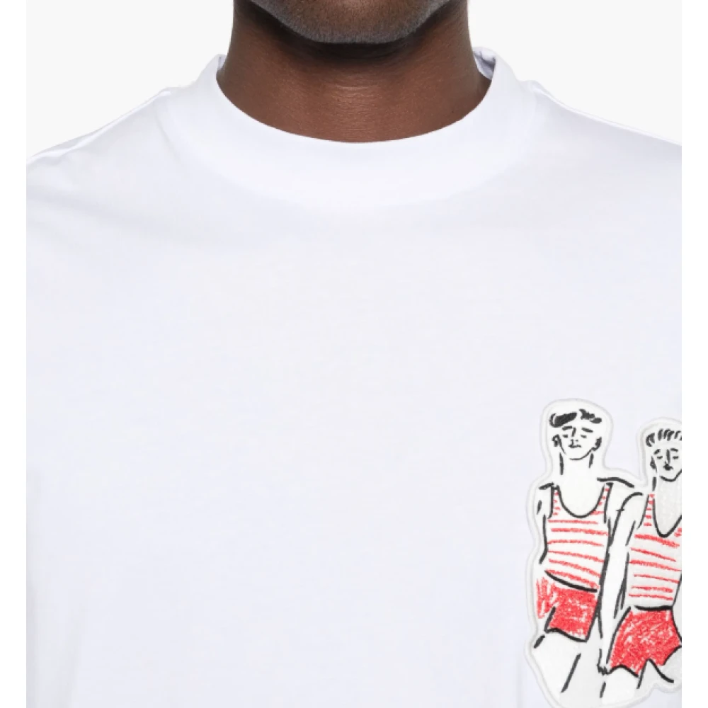 Msgm Korte mouw T-shirt Sailors in Love White Heren