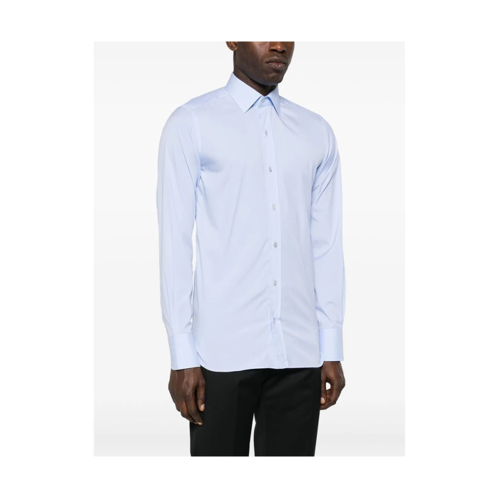 Tom Ford Blauw Katoenen Klassiek Overhemd Blue Heren