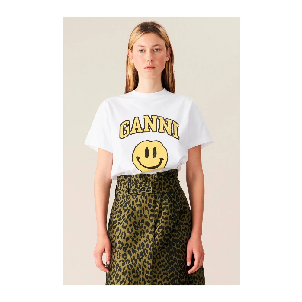 Ganni Leopard-Jacquard Rok Green Dames