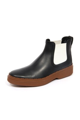 black-leather-elastic-boot-shoe