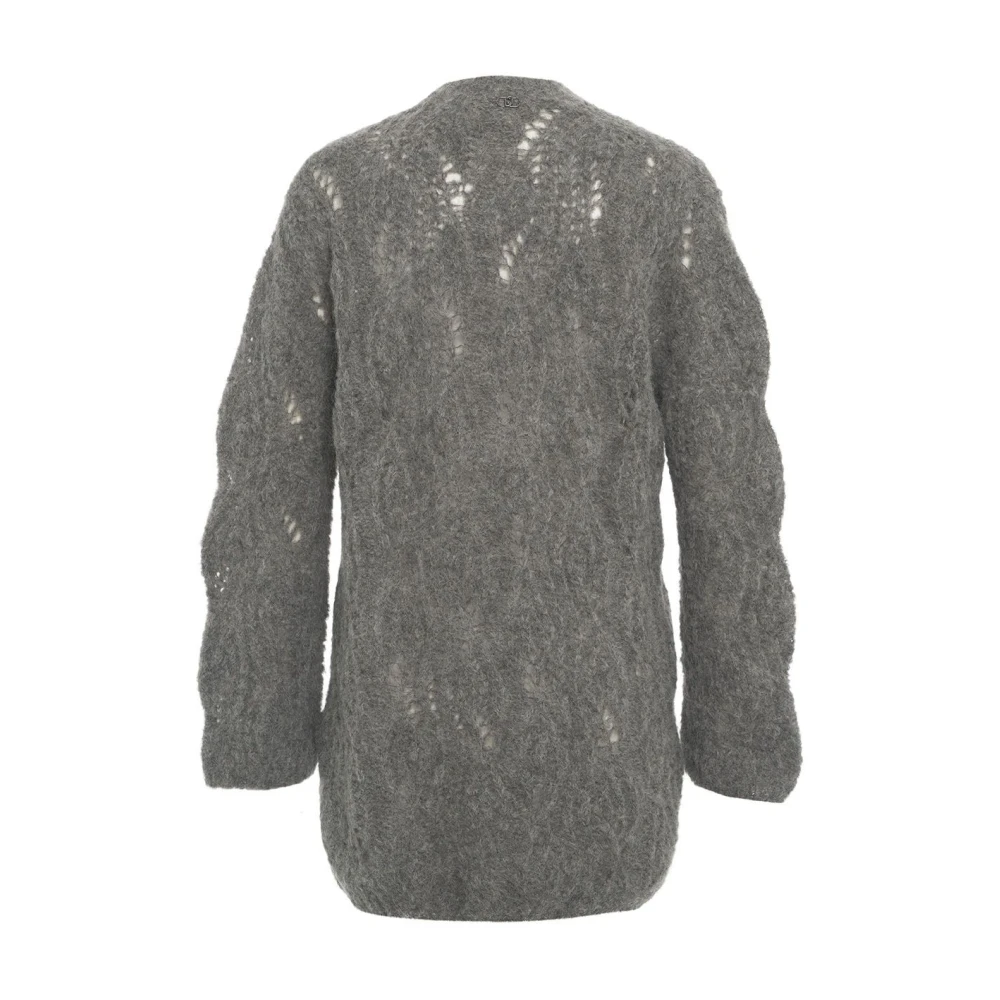 Liu Jo Alpaca Blend Gebreide Vest Oversize Fit Gray Dames