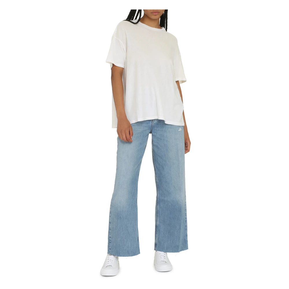 R13 Geribbelde katoenen T-shirt White Dames