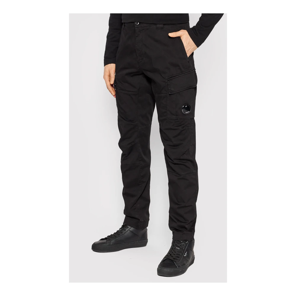 C.P. Company Zwarte Cargo Broek in Stretch Satijn Black Heren