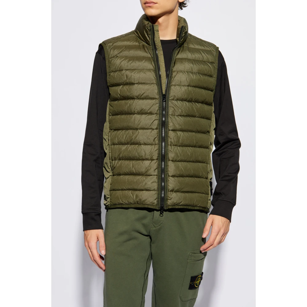 Stone Island Vest met een opstaande kraag Green Heren