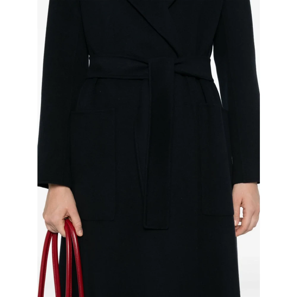 Max Mara Blauwe Wollen Ceintuur Wikkeljas Blue Dames