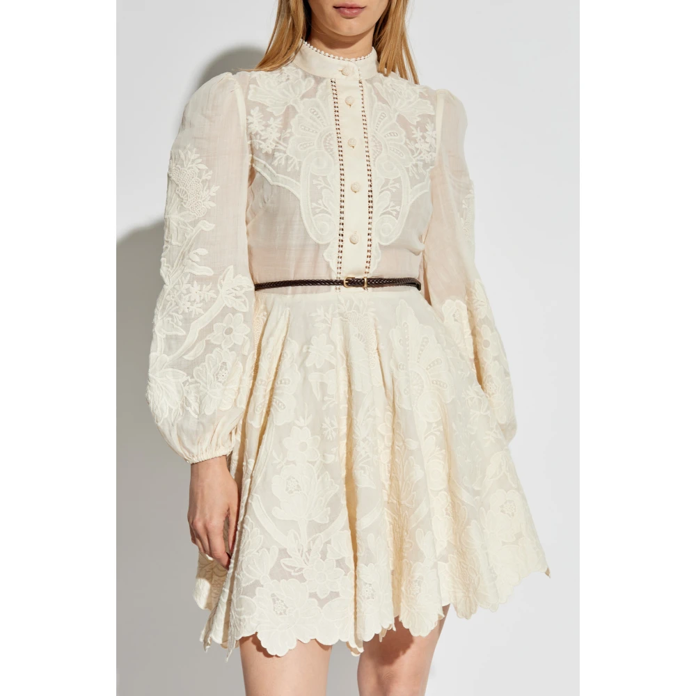 Zimmermann Jurk met riem Beige Dames