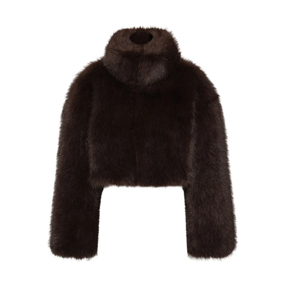 Rotate Birger Christensen , Faux Fur & Shearling Jackets, Female, Brown, 2XS/Xs, Rotate Coats